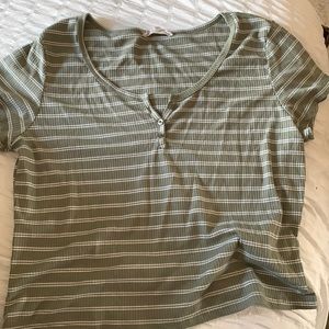 Pink republic green white striped crop top